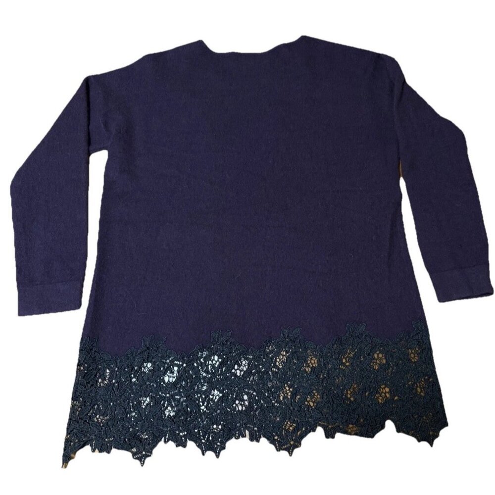 C Cashmere By Bloomingdale’s Purple Sweater Black Lace Whimsy Luxury - Picture 3 of 3